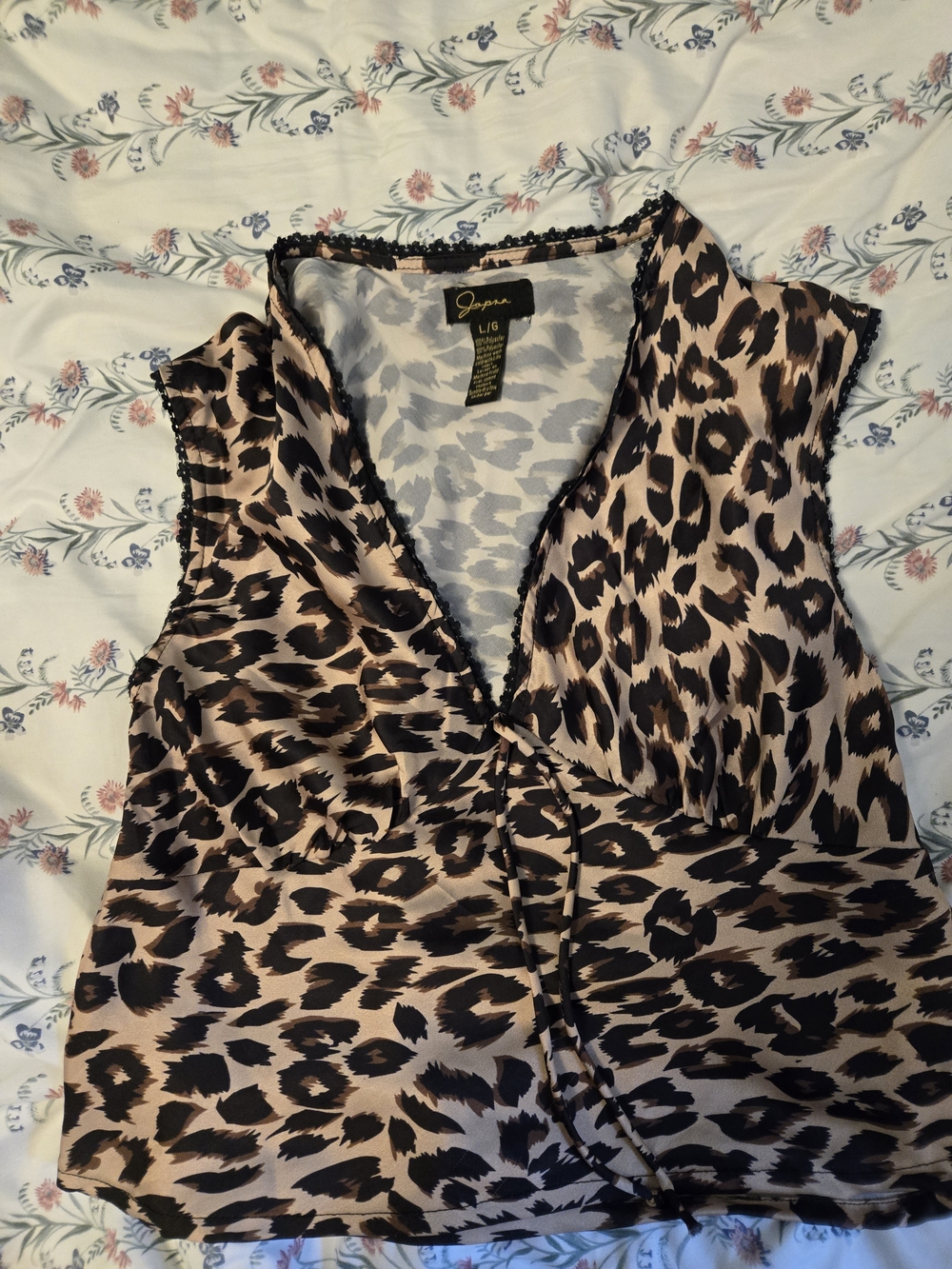 Animal-Print V-Neck Camisole - Black and Tan